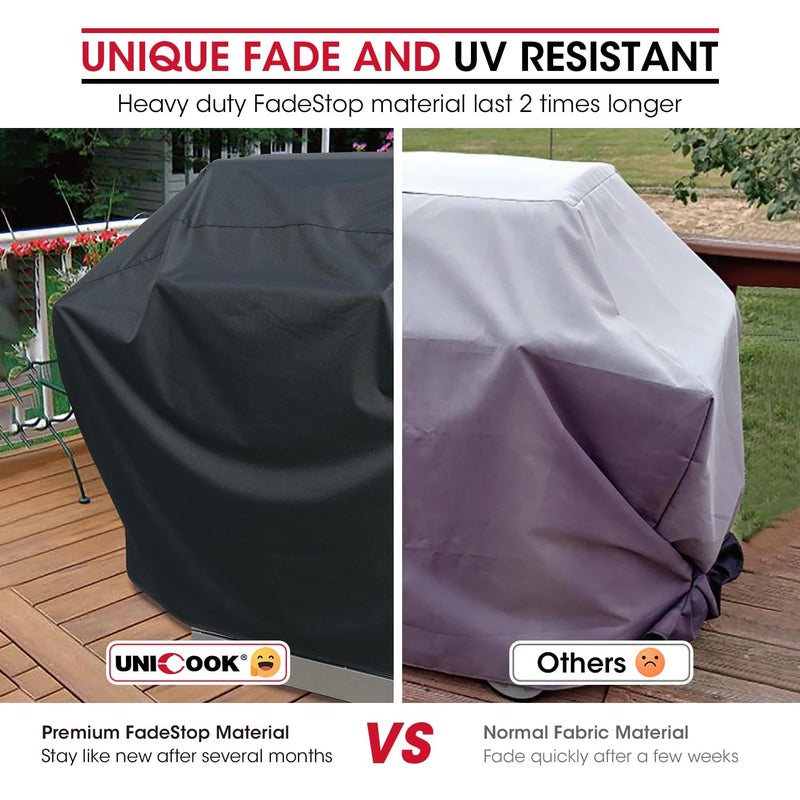 Unicook Heavy Duty Waterproof Barbecue Gas Grill Cover, 65-inch BBQ Cover, Special Fade and UV Resistant Material, Durable and Convenient, Fits Grills of Weber Char-Broil Nexgrill Brinkmann and More - Image 3